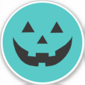Sticker Mare turquoise Jack-o'-lantern citrouille face Hal (Recto)