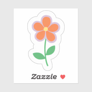 Sticker Marguerite Orange Fleur Dessinée Jolie