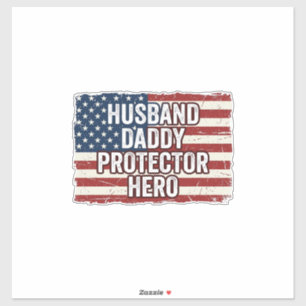 Sticker Mari Patriote Papa Protecteur Héros Chemise Drapea