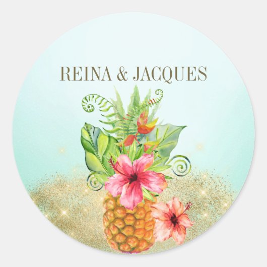 Sticker Mariage à ananas tropical (Devant)
