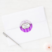 Sticker Mariage à bande de Damas violet (Enveloppe)