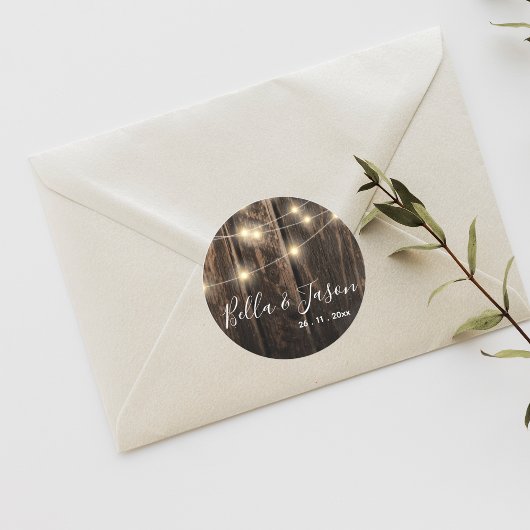 Sticker Mariage à cordes de bois rustique