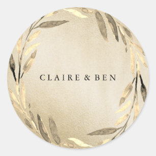 Sticker Mariage à feuille dorée moderne