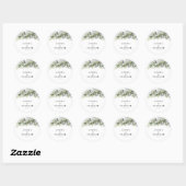 Sticker Mariage à herbes vertes classique rond (Feuille)