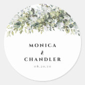 Sticker Mariage à herbes vertes classique rond (Devant)