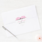Sticker Mariage à rayures rose et blanc (Enveloppe)