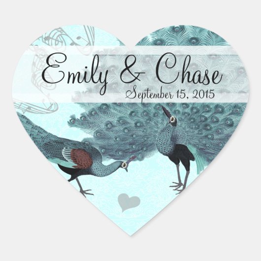 Sticker Mariage Aqua Blue Perfect Pair Peacock (Devant)