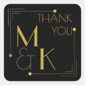 Sticker Mariage Art déco en Merci d'or noir (Devant)