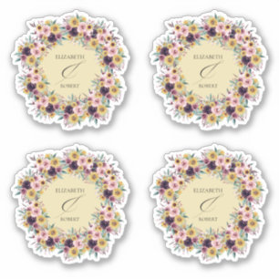 Sticker Mariage Automnal Élégant Bohème Tournesol Floral R