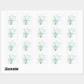 Sticker Mariage bleu vert blanc floral 1,5 po (Feuille)
