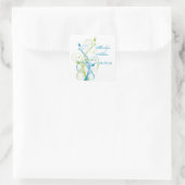 Sticker Mariage bleu vert blanc floral 1,5 po (Sac)