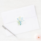 Sticker Mariage bleu vert blanc floral 1,5 po (Enveloppe)