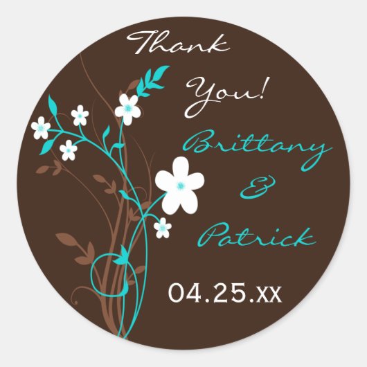 Sticker Mariage Brown bleu turquoise de 1,5 po (Devant)
