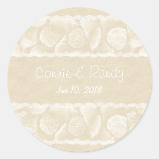 Sticker Mariage Burlap Lace et Sea Shell (Devant)