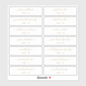 Sticker Mariage Carte Place Nom de l'invité Numéro de tabl (Feuille)