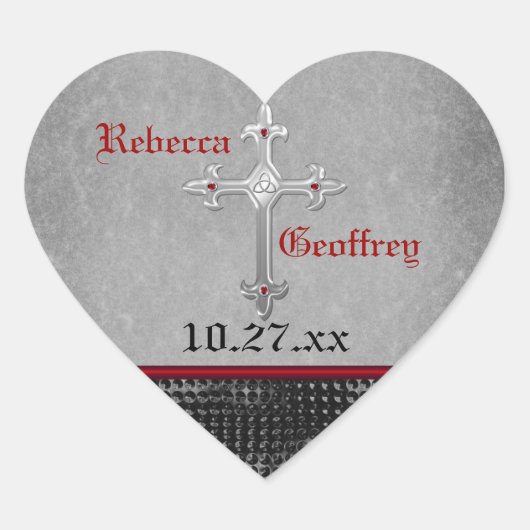 Sticker Mariage Celtic Cross Rouge, Noir, Gris (Devant)