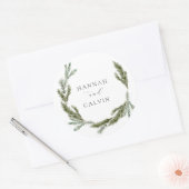 Sticker Mariage Classic Rond Winter Greenery (Enveloppe)