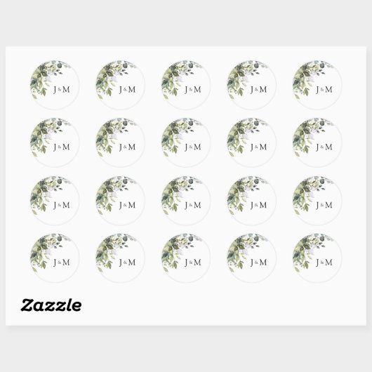 Sticker Mariage Classic Round Vert (Feuille)