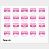 Sticker Mariage Coeur rose, blanc Damas (Feuille)