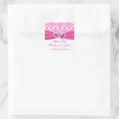 Sticker Mariage Coeur rose, blanc Damas (Sac)