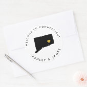 Sticker Mariage Connecticut Étiquette Gold Noir (Enveloppe)