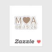 Sticker Mariage Couple Monogram Love Heart (Feuille)