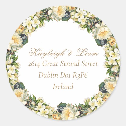 Sticker Mariage d'adresse Floral White (Devant)