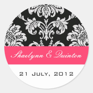 Sticker Mariage damassé Black et Fuchsia