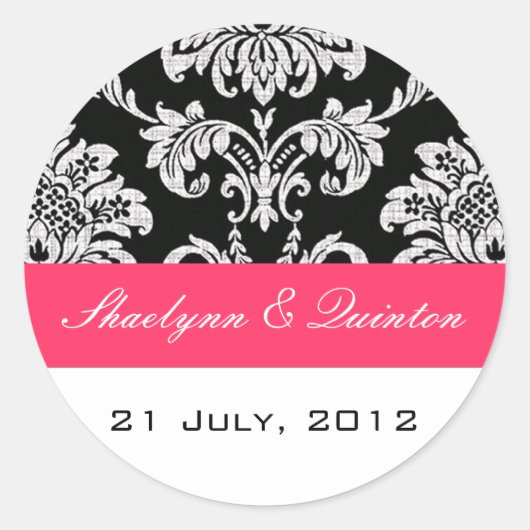 Sticker Mariage damassé Black et Fuchsia (Devant)