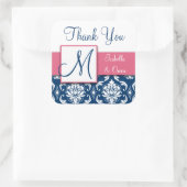 Sticker Mariage damassé bleu marine rose (Sac)