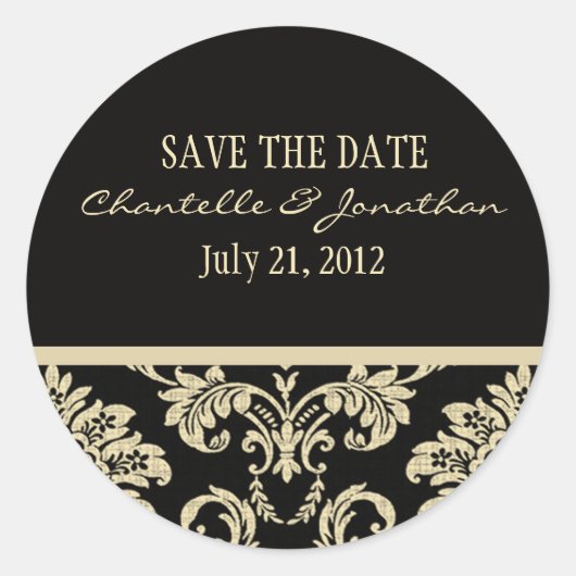 Sticker Mariage damassé noir et ivoire (Devant)