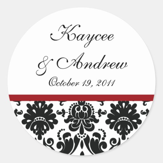 Sticker Mariage damassé noir et rouge (Devant)