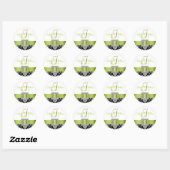 Sticker Mariage damassé noir vert | Initiale (Feuille)