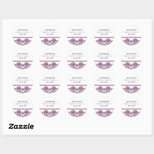 Sticker Mariage damassé Plum (Feuille)