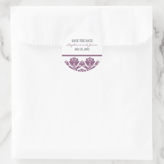 Sticker Mariage damassé Plum (Sac)