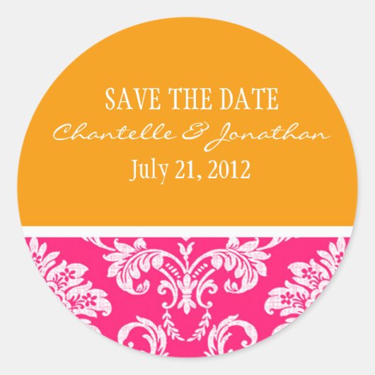 Sticker Mariage damassé rose et orange (Devant)