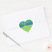 Sticker Mariage damassé vert pomme et Turquoise (Enveloppe)