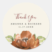 Sticker Mariage d'automne floral orange foncé (Devant)