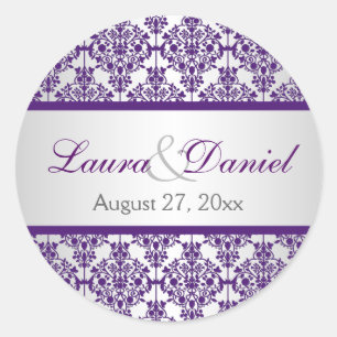 Sticker Mariage de 1,5 po en argent et pourpre