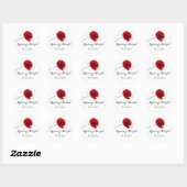 Sticker Mariage de 1,5 po | Red Poppy | Noir, Vert (Feuille)