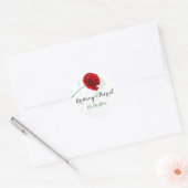Sticker Mariage de 1,5 po | Red Poppy | Noir, Vert (Enveloppe)