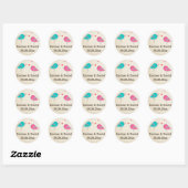 Sticker Mariage de 1,5 po Whimsical Birds in Love  (Feuille)