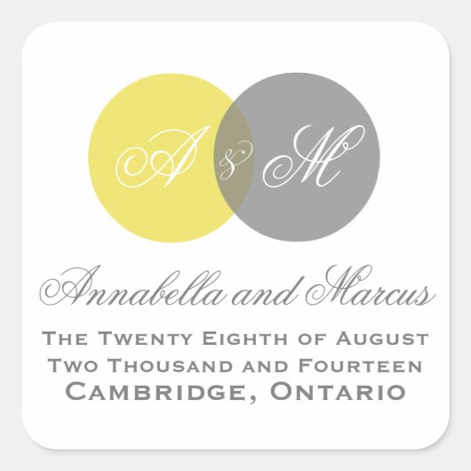 Sticker Mariage de automne de monogramme gris jaun (Devant)