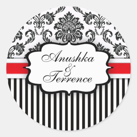 Sticker Mariage de bande Damask noir et rouge (Devant)