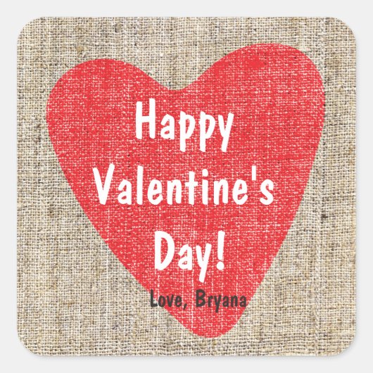 Sticker Mariage de Burlap Love Valentines (Devant)