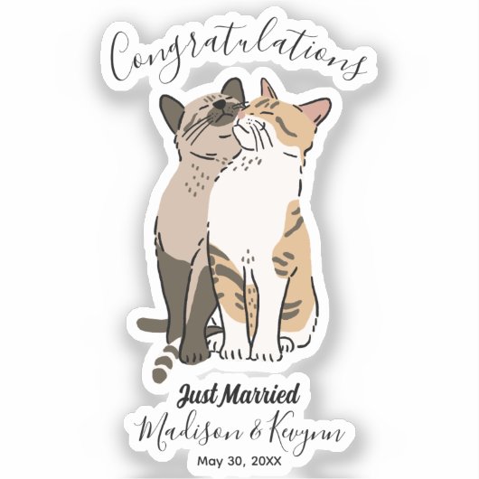Sticker Mariage de chats mignons (Recto)