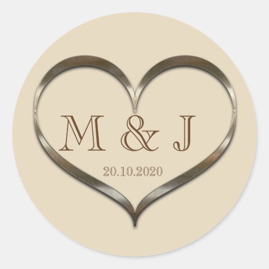 Sticker Mariage de coeur d'or monogramme mignon (Devant)