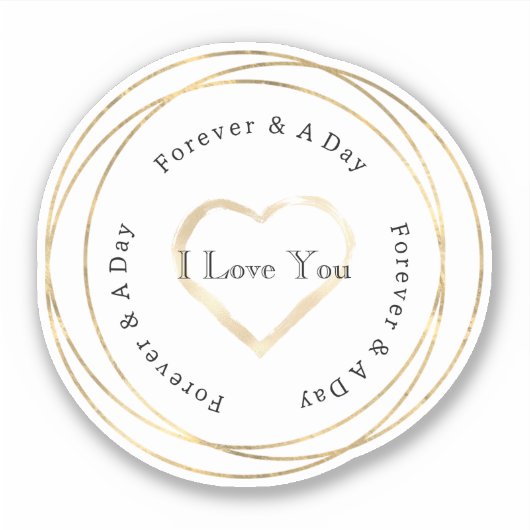 Sticker Mariage de coeur Gold Forever Love (Devant)