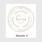 Sticker Mariage de coeur Gold Forever Love (Feuille)