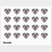 Sticker Mariage de Coeur Rouge noir & blanc (Feuille)
